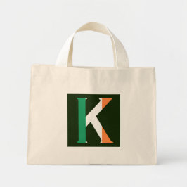 K Monogram overlaid on Irish Flag ttcnt Mini Stoffbeutel