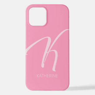 K Monogram Personalisiert Pink iPhone Case 12 Hülle