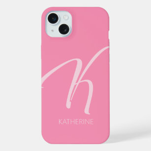 K Monogram Personalisiert Pink iPhone Case iPhone 15 Plus Hülle