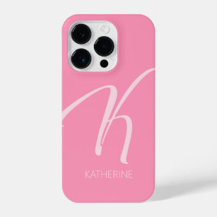 K Monogram Personalisiert Pink iPhone Case iPhone 14 Pro Hülle
