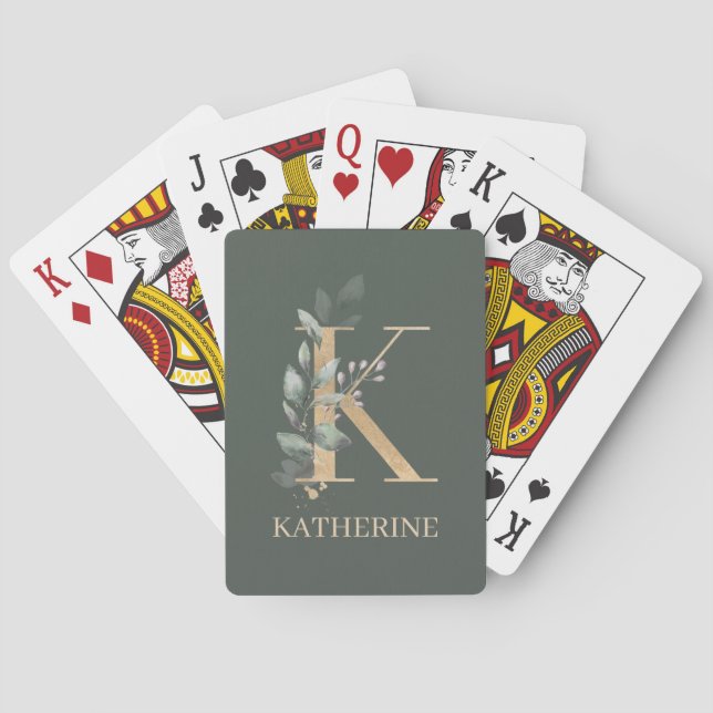 K Monogram Personalisiert Playing Cards Spielkarten (Rückseite)