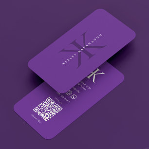 K Monogram Royal Lila Modern Beruflich Visitenkarte