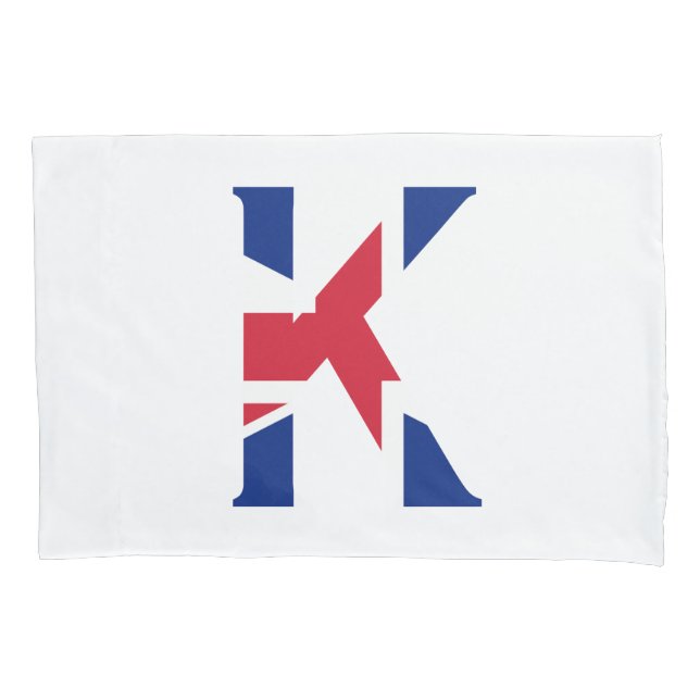 K Monogram überlagert sich auf der Flagge eines Un Kissenbezug (Vorderseite)