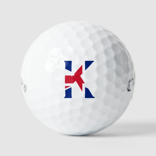 K Monogram überlagert sich auf UniJack Flag css gb Golfball (Vorderseite)