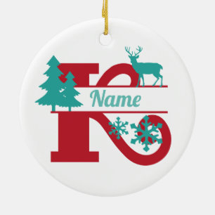 K Monogram Urlaubshaus Weihnachtsbaum Ornament