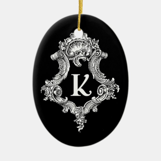 K Monogramm-Initiale Keramikornament (Vorne)