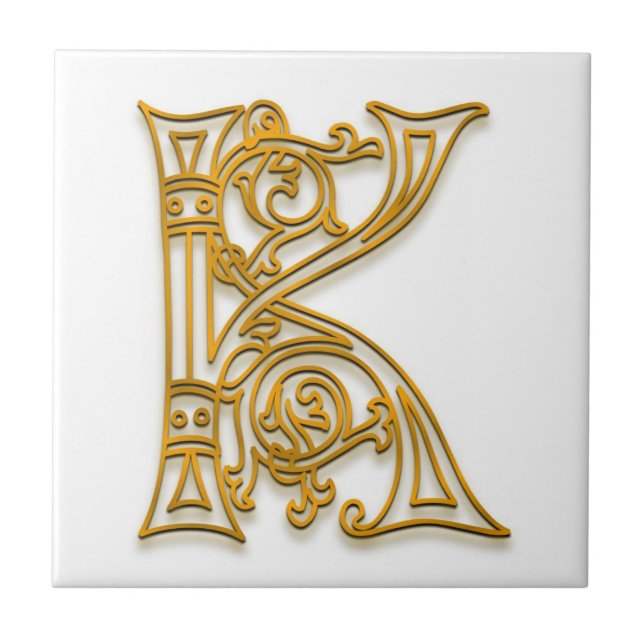 K-Monogramm-"irisches Gold" Keramik-Fliese Fliese (Vorderseite)