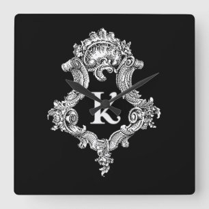 K Monogramm Quadratische Wanduhr
