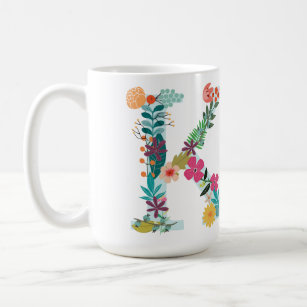 K Monogramm-Tasse, Initial, Botanisch Kaffeetasse
