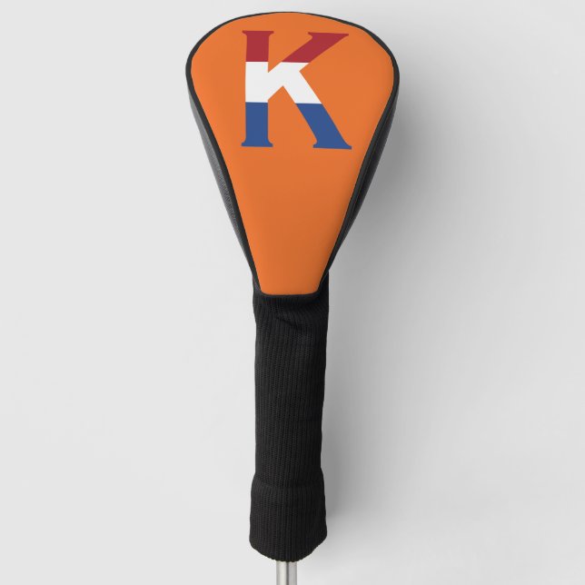 K Monogramm überlagert auf NLD-Flagge auf oder dcc Golf Headcover (Vorderseite)