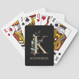 K Monogramme Floral Cartes de jeu personnalisées