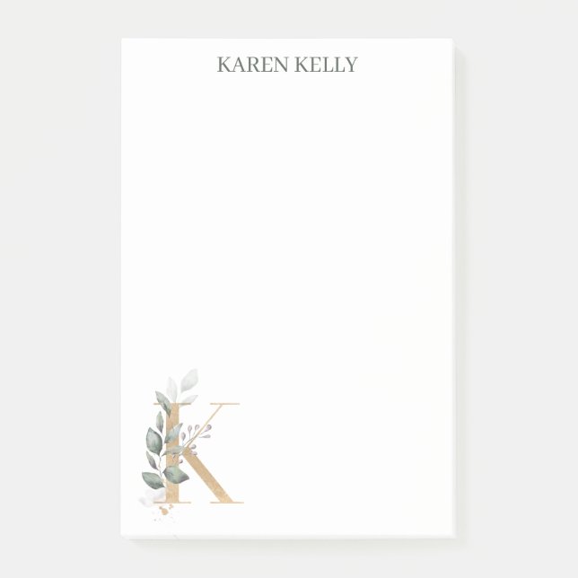 K Monogramme Floral Post-it Notes (Devant)