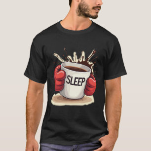 K.O.-Kaffee Lustige Box-Kaffee-vs.-Schlaf-Szene T-Shirt