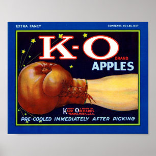 K-O-Marke-Äpfel-Fruchtkisten-Etikett Poster