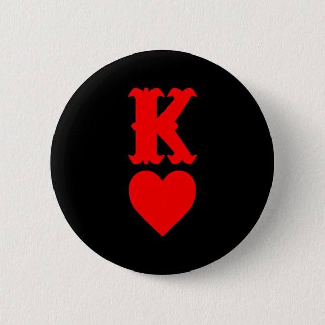 K Of Hearts Love Couples Valentines Day For  Button (Vorderseite)