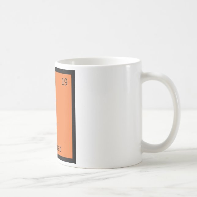K - Orangen-Frucht-Chemie-Periodensystem-Symbol Kaffeetasse (Rechts)