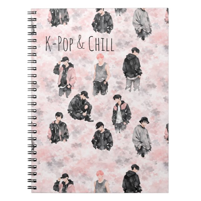 K-Pop & Chill Minimalist Silhouette Aesthetic Notizblock (Vorderseite)