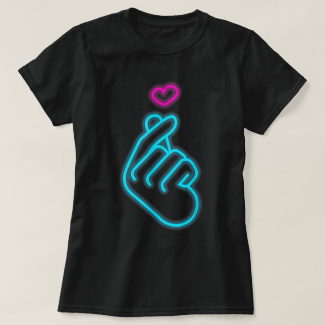 K-Pop Hand Symbol Finger Heart Korean Pop Music Wo T-Shirt (Design vorne)
