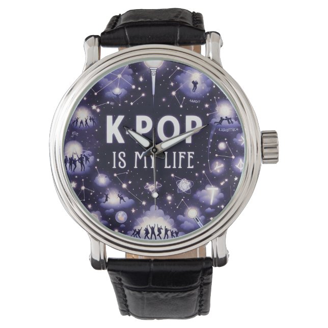 K-Pop ist mein Leben schwimmend unter den Sternen Armbanduhr (Vorderseite)