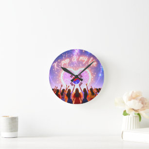 K-Pop ist mein Leben über der Galaxie Runde Wanduhr