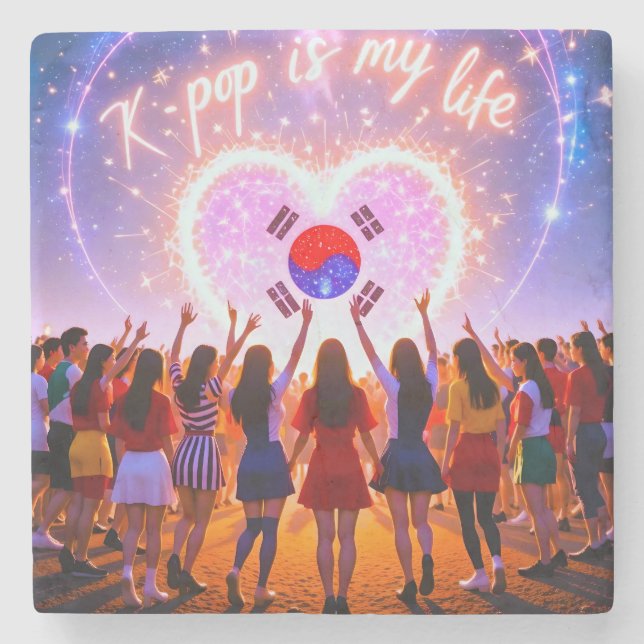 K-Pop ist mein Leben über der Galaxie Steinuntersetzer (Vorderseite)