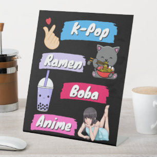 K-Pop, Ramen, Boba und Anime Pop Culture Fan Sockelschild