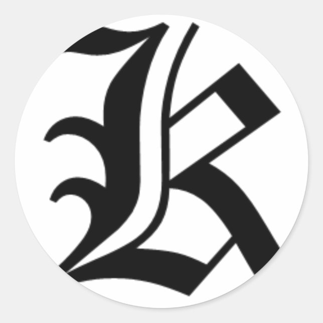 K-Text Altes Englisch Runder Aufkleber (Vorderseite)