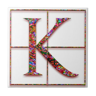 K Trajanus Red Custom Monogram Tile Fliese
