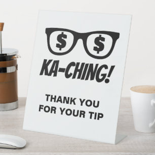 Ka-ching Dollarzeichen in den Augen lustiges Trink Sockelschild