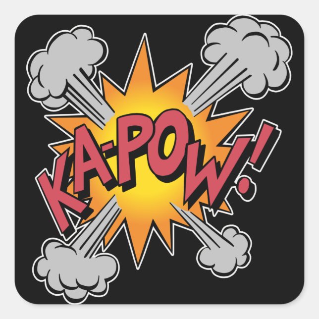 KA-POW! Comic Book Graphic Quadratischer Aufkleber (Vorderseite)