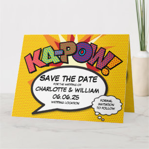 KA-POW Datum speichern Spaß Retro-Comic- Pop-Art Karte