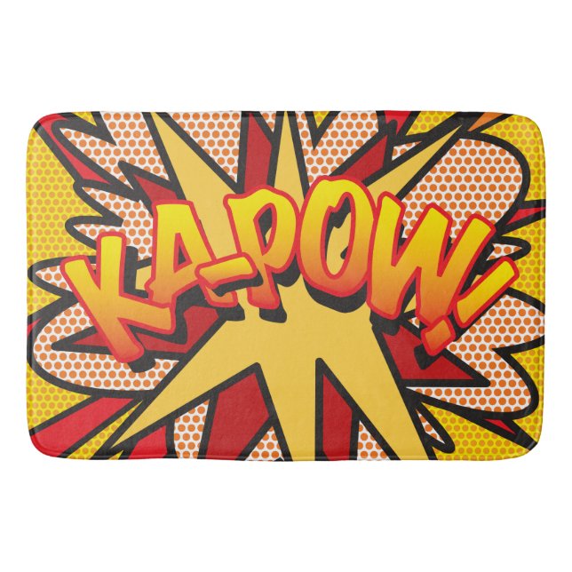 KA-POW Fun Retro Comic Pop Kunst, Dichtung und Mus Badematte (Vorderseite)