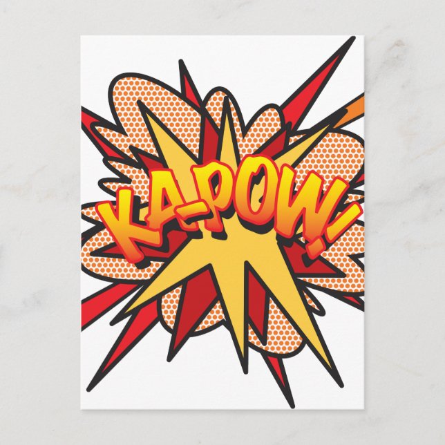 KA-POW Fun Retro Comic Pop Kunst, Dichtung und Mus Postkarte (Vorderseite)