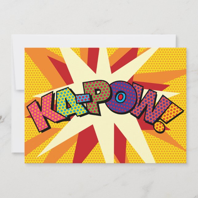KA-POW Ihre Nachricht Sprechblase Spaß Retro Ankündigung (Vorderseite)