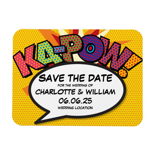 KA-POW Save the Date Spaß Moderne Farben Magnet (Horizontal)