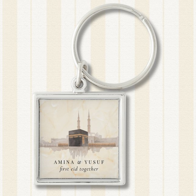Kaaba Eid Mubarak Premium | Islamic Gift Keepsake Schlüsselanhänger (Kaaba keychain—his refined keepsake, designed to pair perfectly with the Madinah piece.)