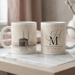 Kaaba Wedding Gift | Muslim Couple Names Monogram Jumbo-Tasse