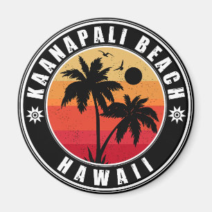 Kaanapali Beach Hawaii Retro Palm Trees 60er Trave Magnet