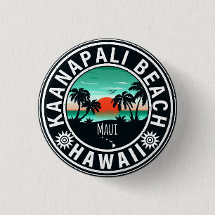 Ka'anapali Beach Hawaii Retro Sunset Souvenirs 60e Button