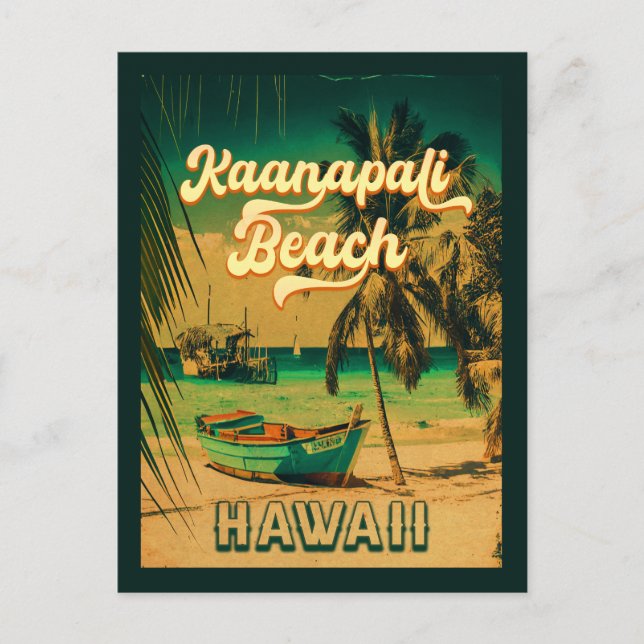 Ka'anapali Beach Hawaii Vintag Palm Tree Souvenir Postkarte (Vorderseite)