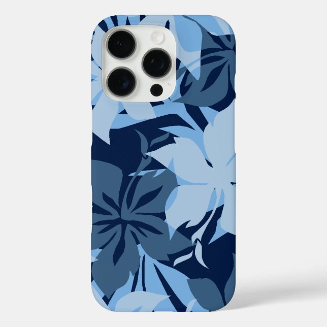 Kaanapali Camouflage Hawaiian Hibiskus Blau iPhone 16 Pro Hülle (Rückseite)