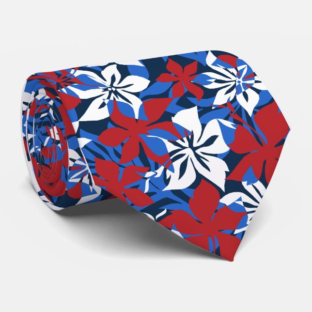 Kaanapali Camouflage-Hawaiianer-Hibiskus Krawatte (Gerollt)