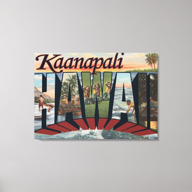 Kaanapali, Hawaii - Große Briefszenen Leinwanddruck (Vorderseite)