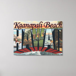 Kaanapali Strand, Hawaii - große Buchstabe-Szenen Leinwanddruck