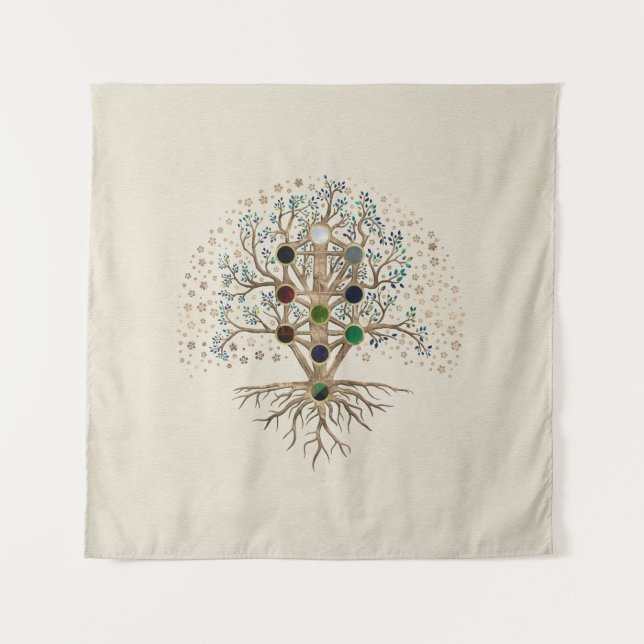 Kabbalah Der Baum des Lebens auf der Leinwand Wandteppich (Vorderseite)