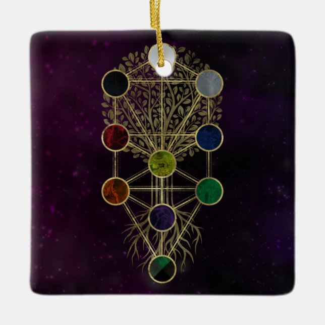 Kabbalah der Baum des Lebens - Etz Hayim Keramikornament (Vorderseite)