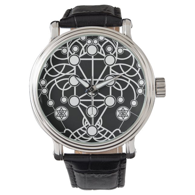 Kabbalah Der Baum des Lebens Heilige Geometrie Orn Armbanduhr (Vorderseite)