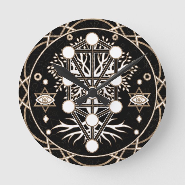 Kabbalah Der Baum des Lebens Heilige Geometrie Orn Runde Wanduhr (Vorderseite)