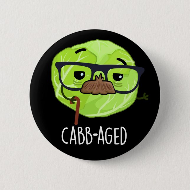 Kabbenalter Funny Old Veggie Cabbage Pun Dark BG Button (Vorderseite)
