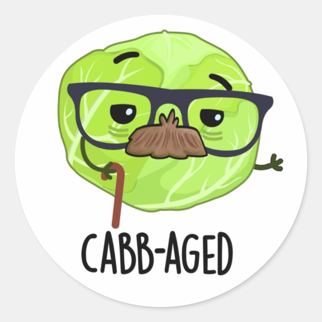 Kabbenalter Funny Old Veggie Cabbage Pun Runder Aufkleber (Vorderseite)